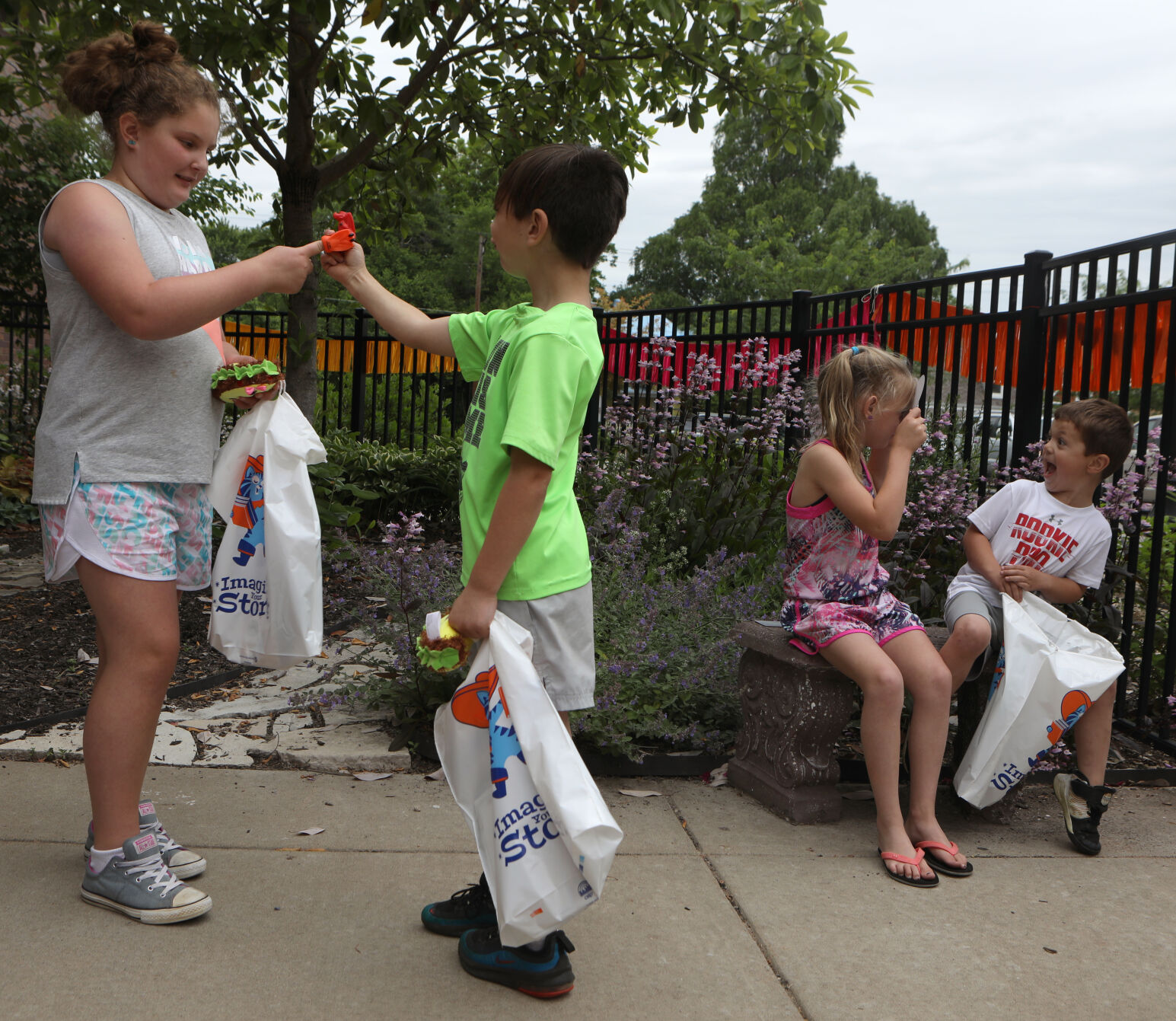 Children play with toys at the library